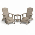 Ensemble de jardin 5 pièces en plastique gris taupe avec 2 chaises Adirondack 74 × 91 × 103 cm, 2 repose-pieds 52 × 52 × 35 cm et table basse 38 × 38 × 46 cm