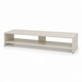 Mobile TV basse en acier beige tourterelle avec plateau ouvert, 160 × 40 × 40 cm